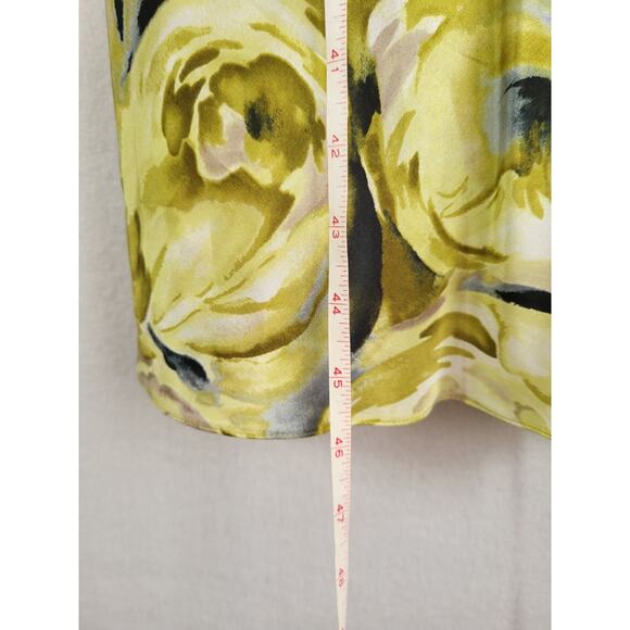 VTG 90s Talbots Collection Silk Watercolor Floral Midi Dress 14 Green Belted Bow - Picture 11 of 12